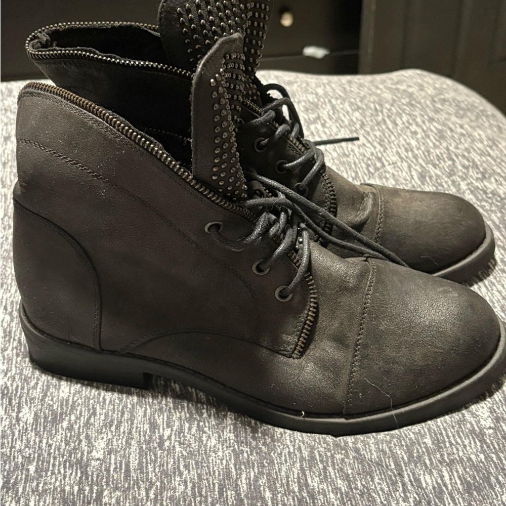Maurices Black Womens Studded Lace-Up Boots